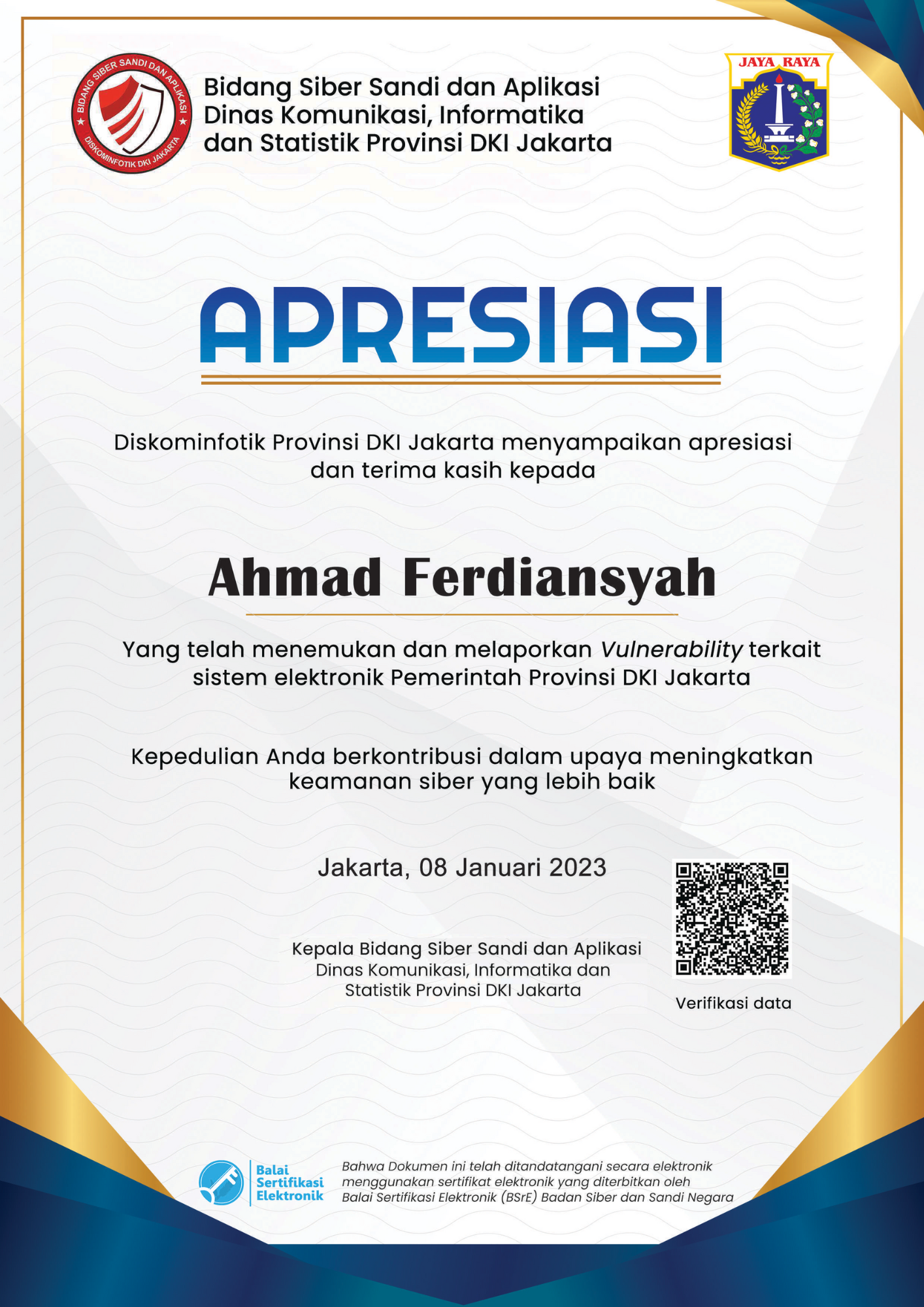 Apresiasi Diskominfo Jakarta
