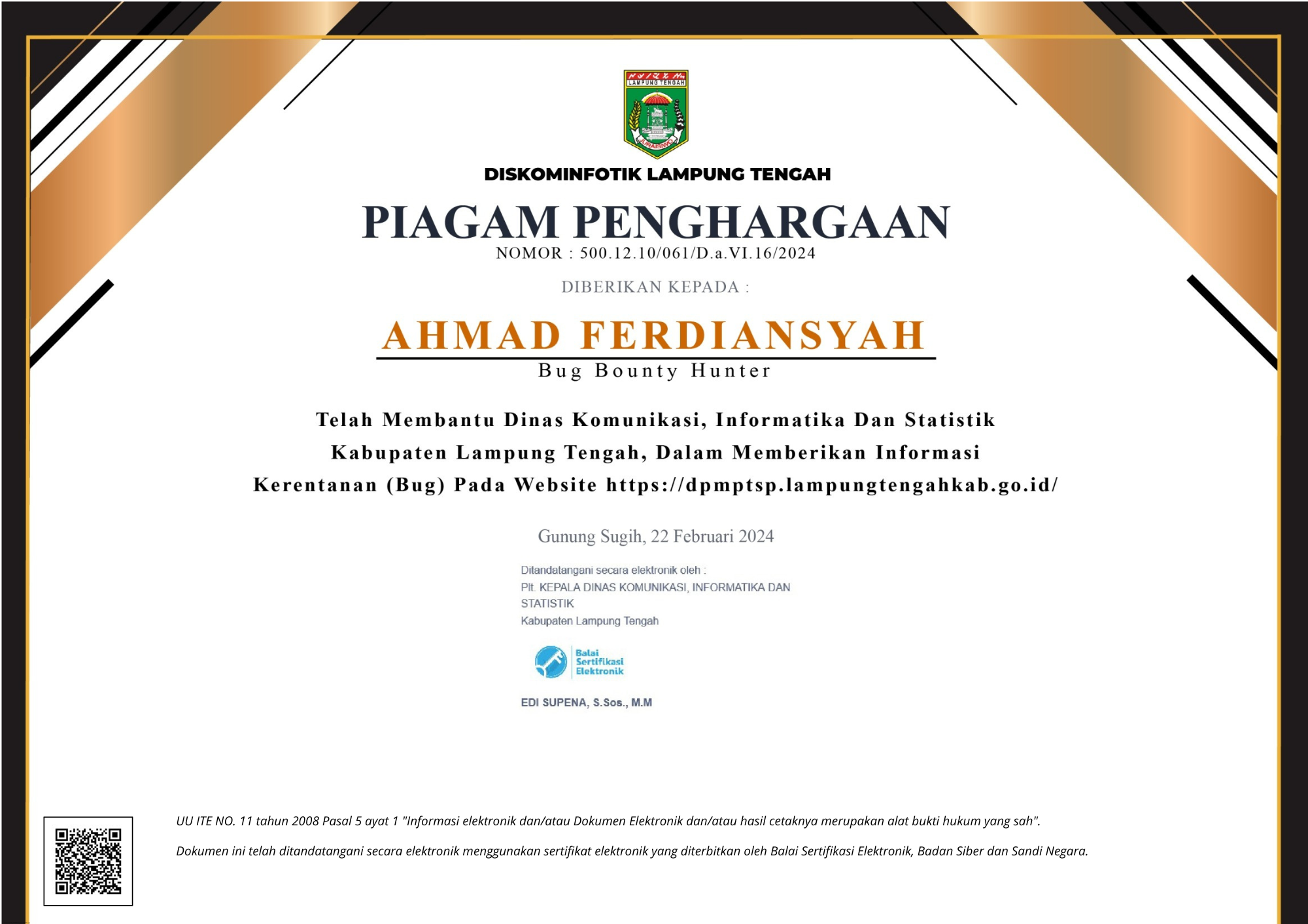Apresiasi Diskominfo Lampung